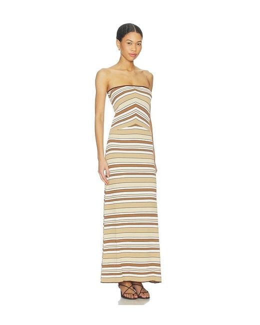 MINKPINK Metallic Vela Strapless Knit Midi Dress