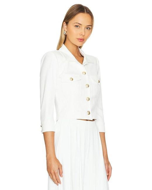 L'Agence White Kumi Cropped Fitted Jacket
