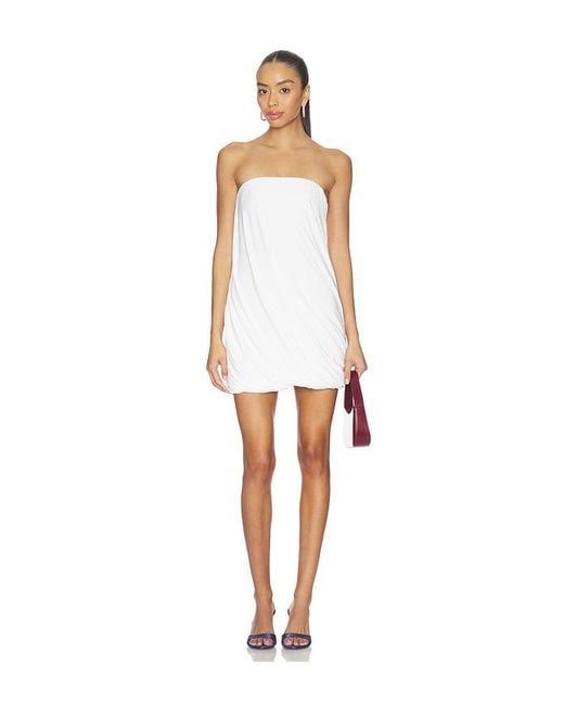 Norma Kamali White Strapless Twist Mini Dress