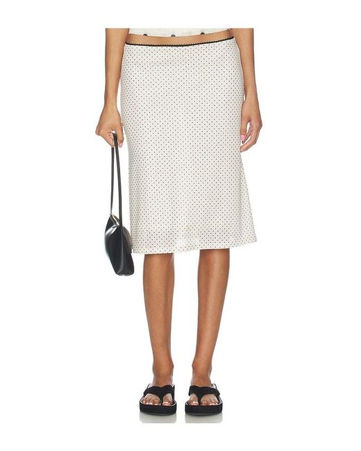 With Harper Lu White Mesh Midi Skirt