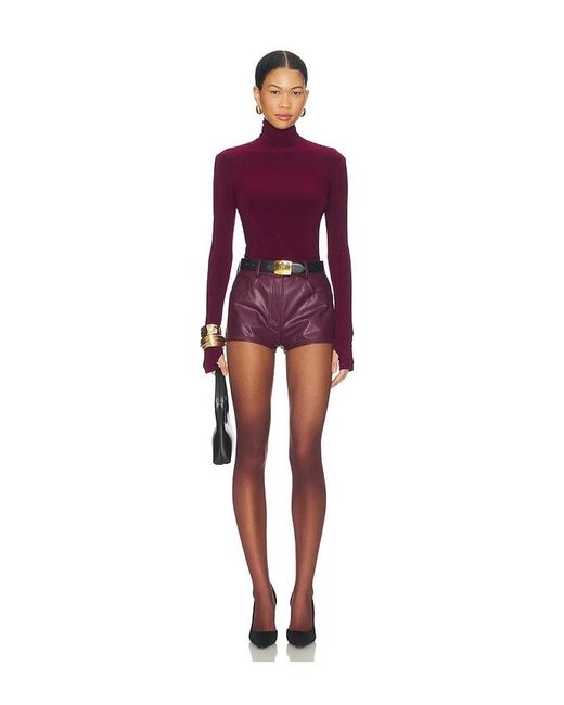 Norma Kamali Red High Waist Jean Short