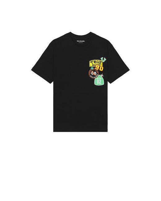 True Religion Black Short Sleeve Freeway Patch Tee for men