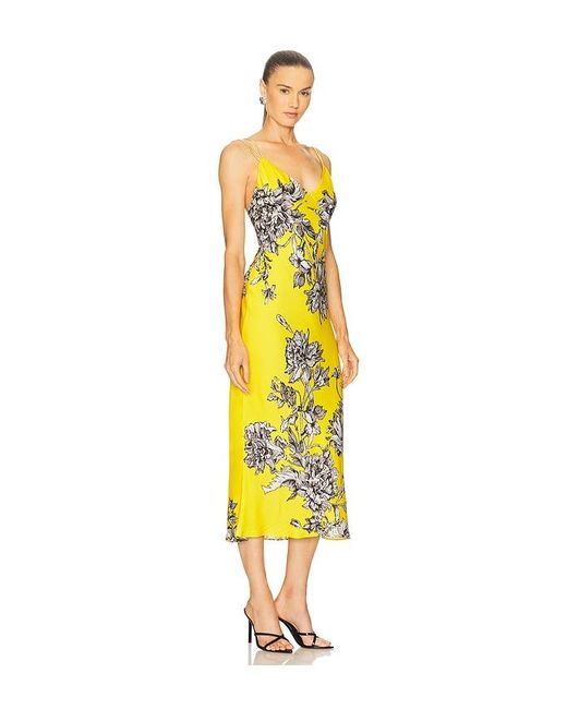 Alice + Olivia Yellow Midi-Kleid Kiro