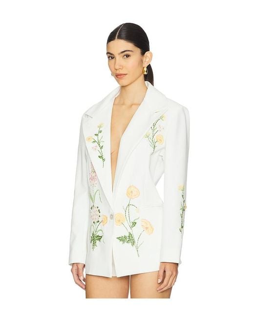 La Fuori White Summer Bloom Embellished Jacket
