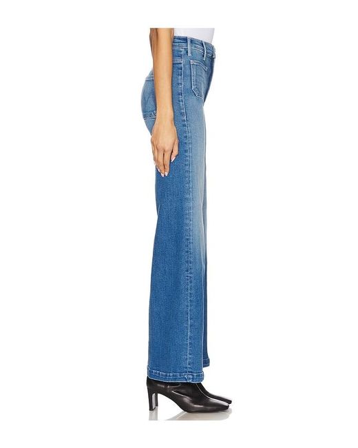 Mother Blue The Hustler Roller Patch Pocket Sneak Jeans