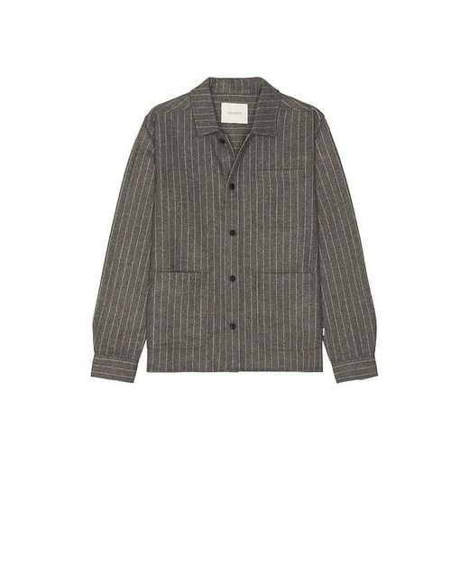 Les Deux Black Layton Pinstripe Mouline Overshirt for men