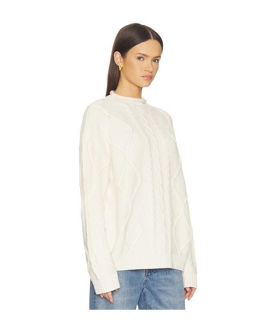 SRG White Amberlyn Roll Neck Cable Sweater