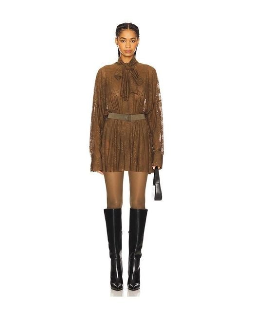 Norma Kamali Natural X Revolve X Revolve Super Oversized Boyfriend Shirt Flared Mini Dress