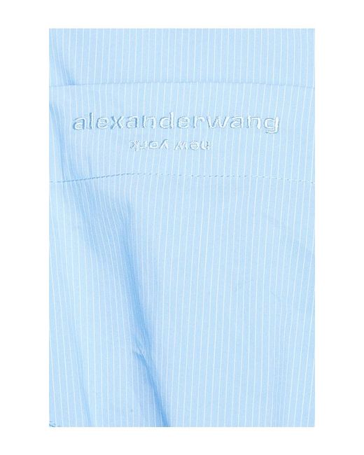 Alexander Wang Blue Prestyled Button Down Skort Romper