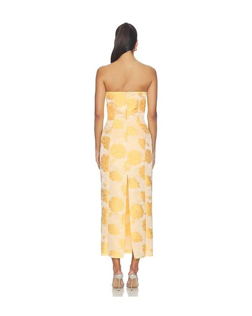 Milkwhite Metallic Floral Strapless Midi Dress