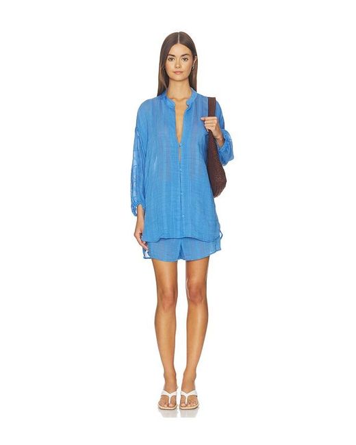ViX Blue Yana Long Sleeve Blouse