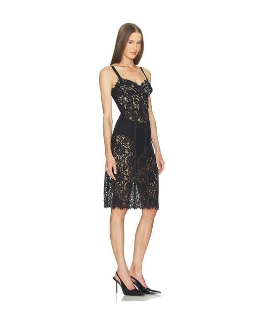 L'Agence Black Jennifer Lace Bustier Midi Dress