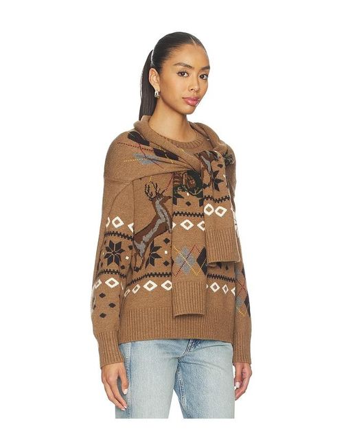 Monse Brown Fair Isle Crewneck Sweater With Scarf