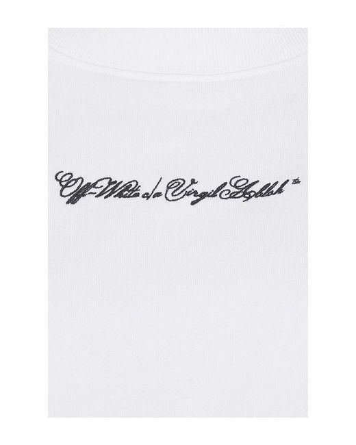 Off-White c/o Virgil Abloh White Embroidered Arrow Script Sweatshirt