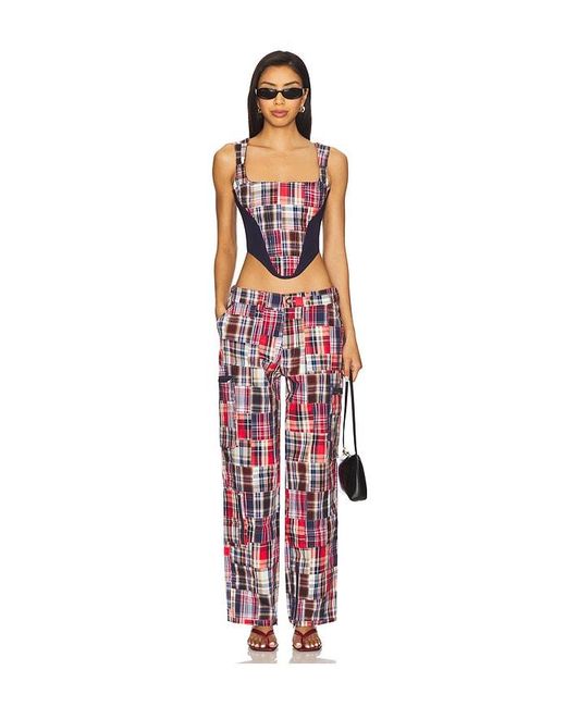 Mina Patchwork Corset en Red GUIZIO