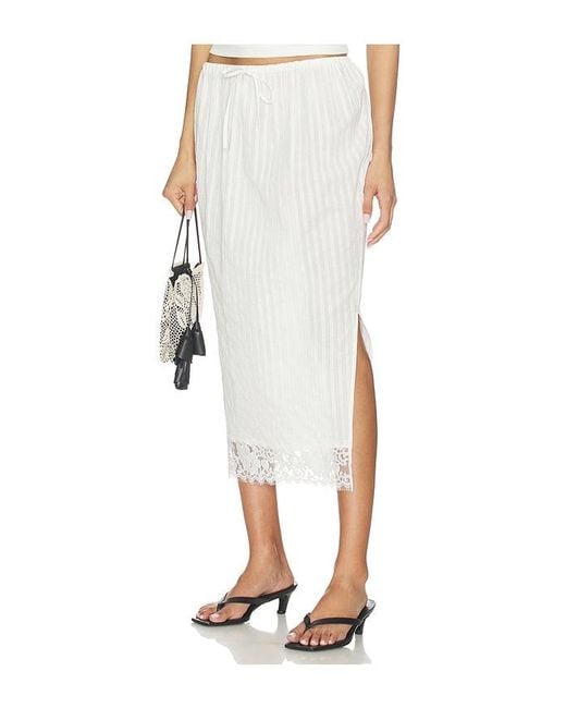 YUHAN WANG White Lace Hem Drawstring Skirt