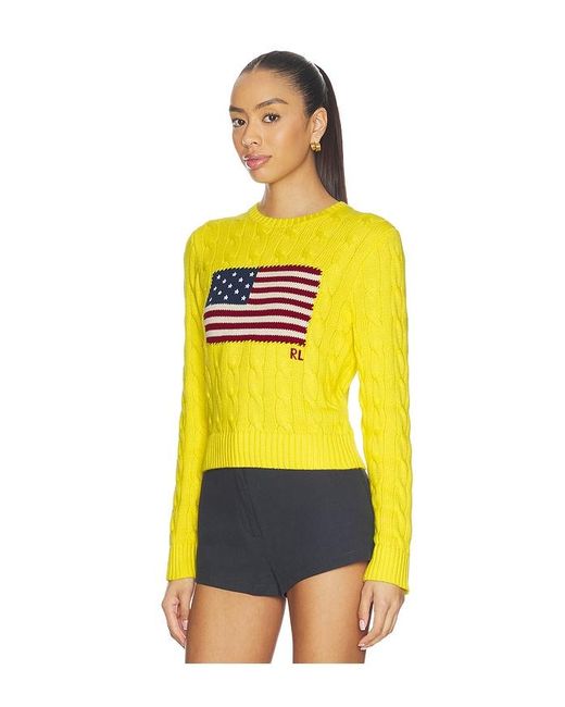 Polo Ralph Lauren Yellow Cotton Crewneck Pullover Sweater