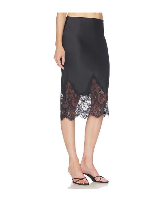 Norma Kamali Black Bias Half Slip Skirt With Lace
