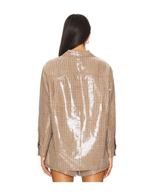Line & Dot Natural Checkmate Oversized Shacket