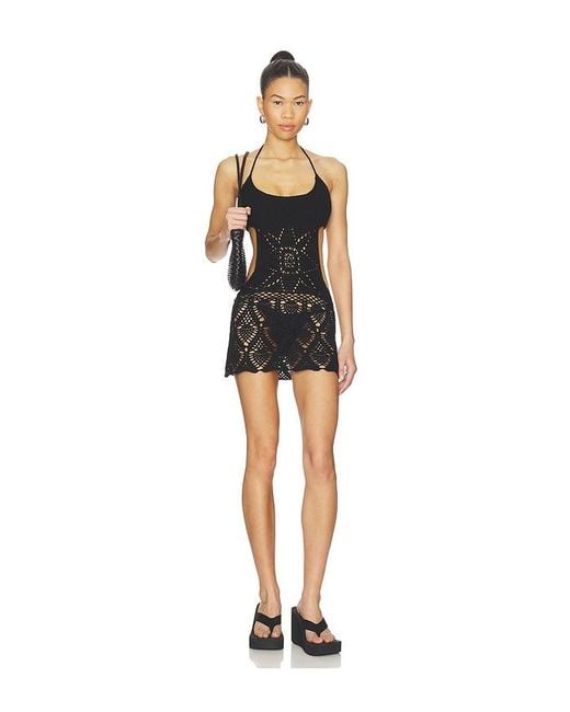 Frankie's Bikinis Black X Jennie Gabriella Crochet Mini Dress