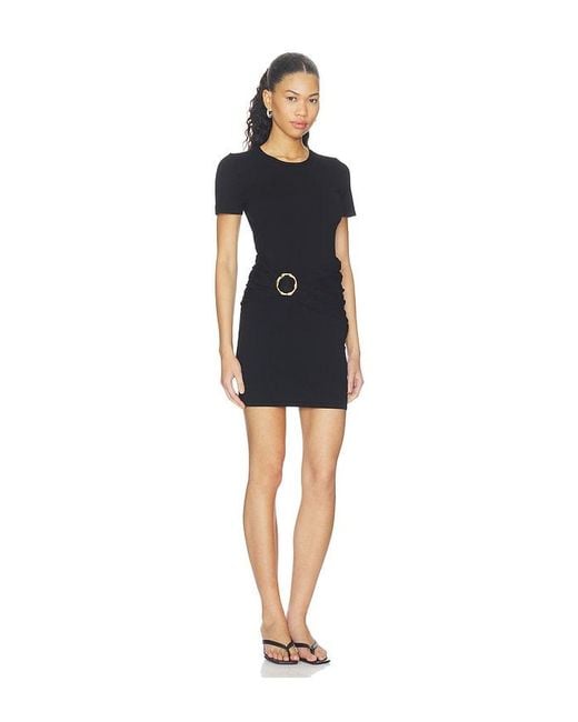Jonathan Simkhai Black Leni Short Sleeve Draped Mini Dress