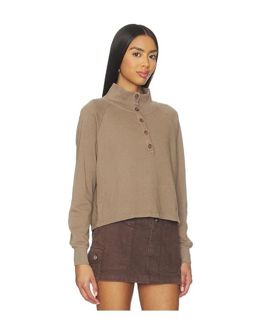 Lamade Brown Alexander Half Button Up Pullover