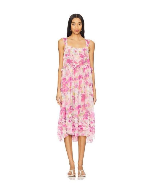 Free People Pink X Intimately Fp Moon Phase Printed Midi Dress
