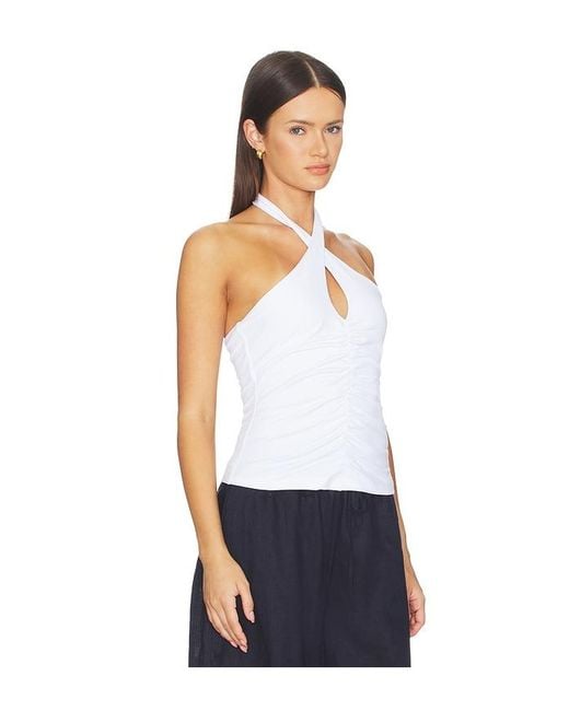 Susana Monaco White Cross Front Gathered Top