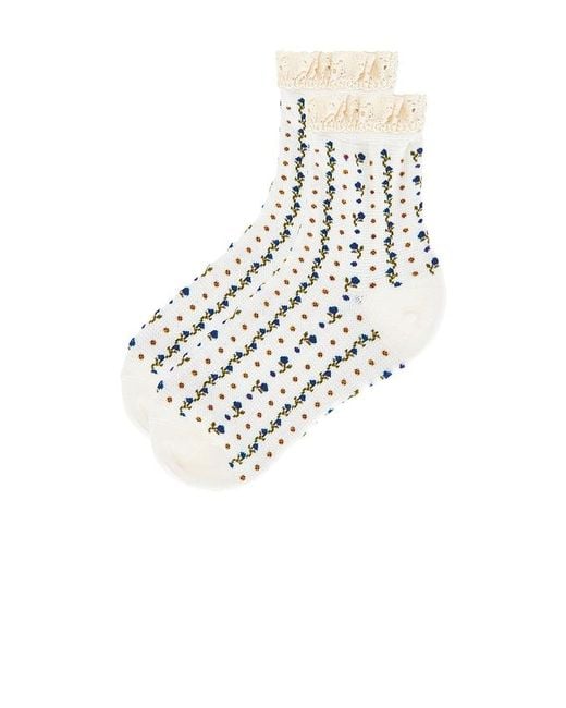 Free People White Rosebud Waffle Knit Ankle