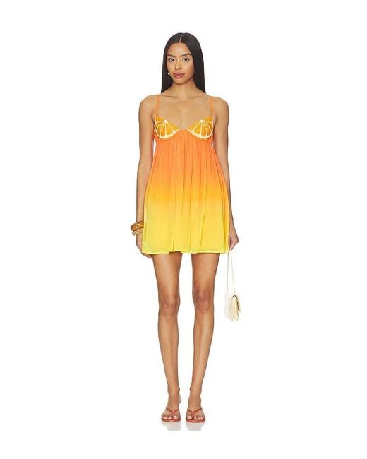 Leslie Amon Yellow Citrus Sequin Mini Dress