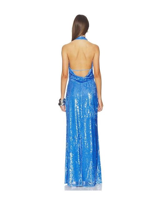 Jonathan Simkhai Blue Reannon Draped Gown