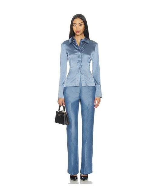 ALIGNE Blue Figaro Satin Trouser