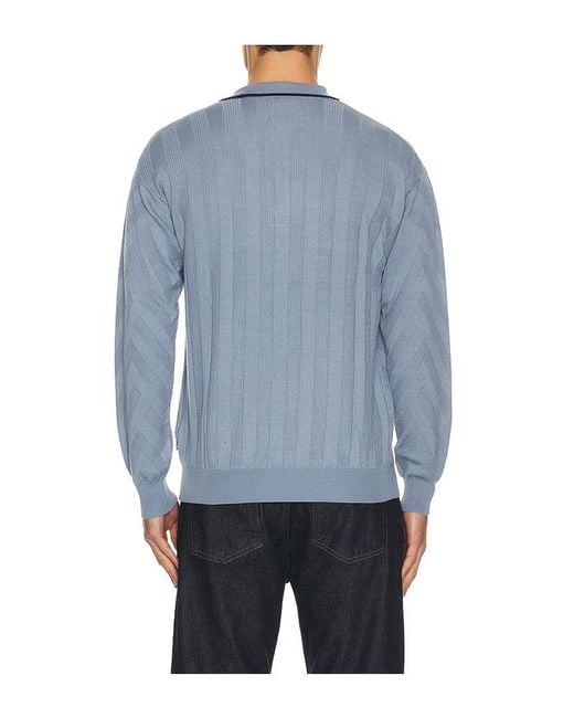 Scotch & Soda Blue Structure Long Sleeve Polo for men