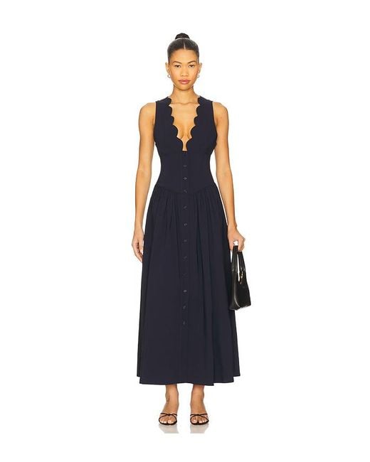 WeWoreWhat Blue Button Front Scallop Dress