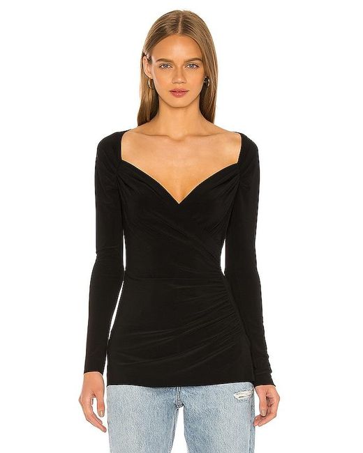 Norma Kamali Black Long Sleeve Sweetheart Blouse