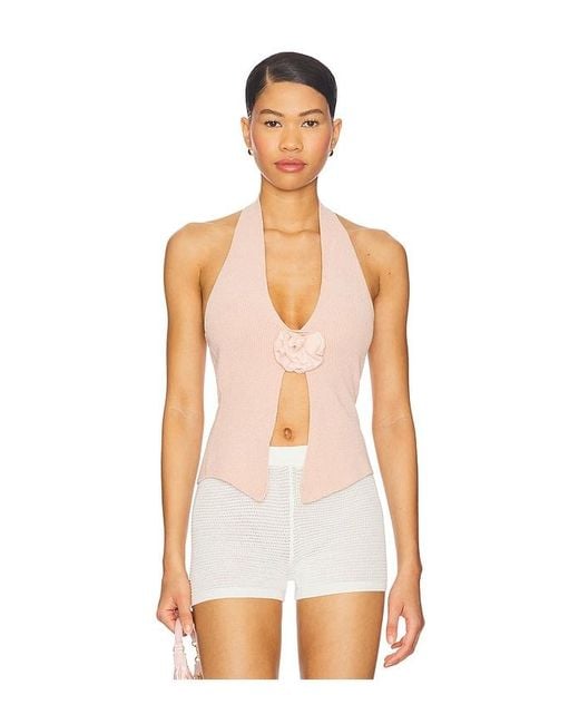 With Jean White Rose Top