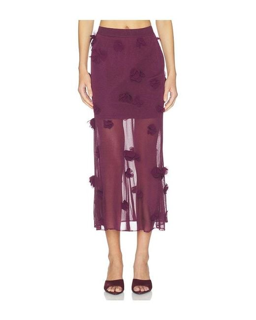 Jonathan Simkhai Purple Cora Floral Applique Midi Skirt