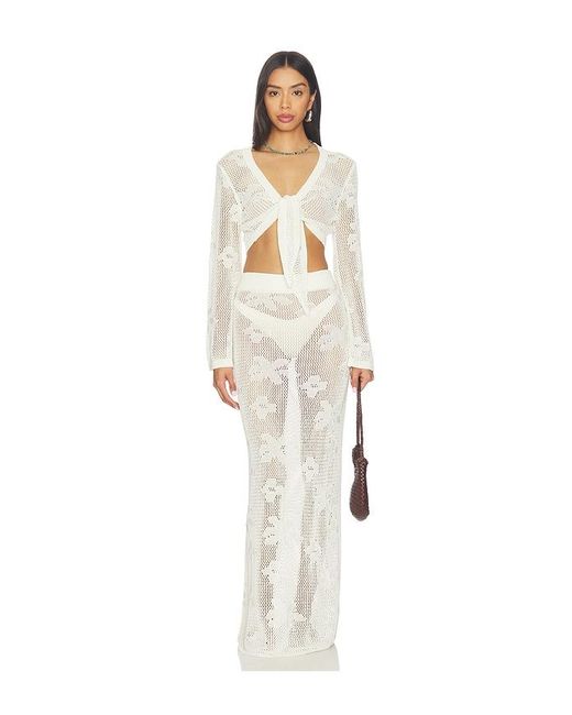 SNDY'S White Terra Maxi Skirt