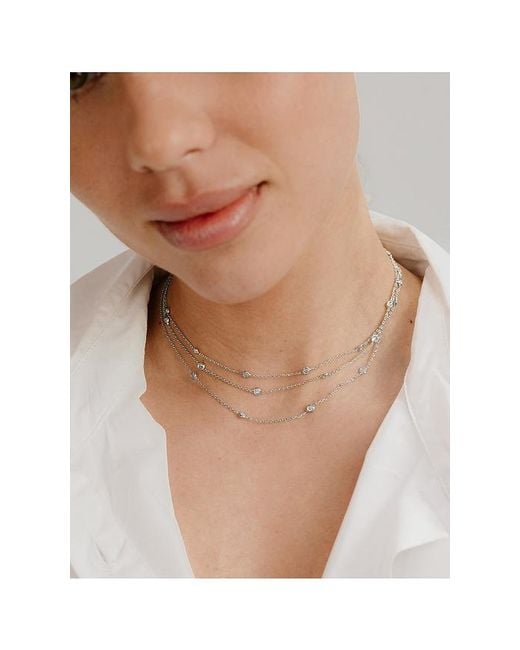 Ettika White Crystal Dot Layered Necklace