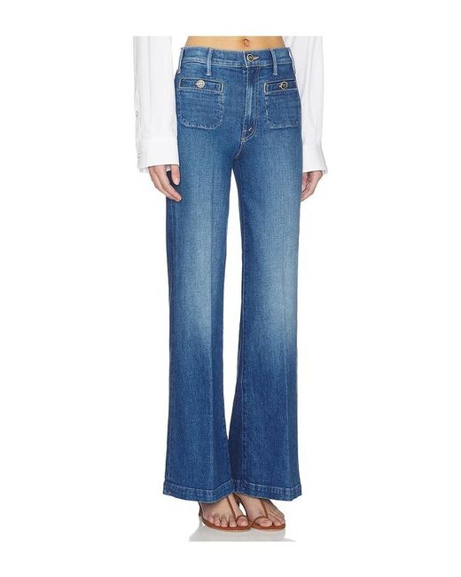 Mother Blue The Stashed Hustler Roller Sneak Jeans