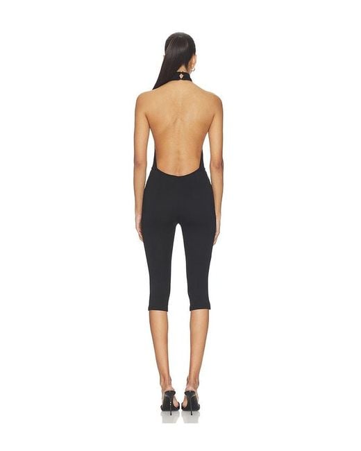 superdown Black Avi Open Back Capri Jumpsuit