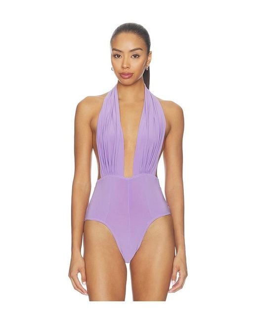 Norma Kamali Purple Wonderwoman Halter Mio