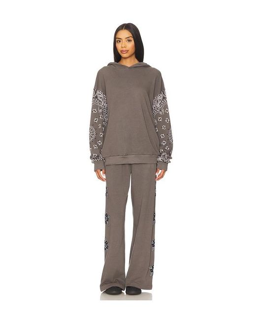 Lauren Moshi Brown Horse Wide Leg Pant