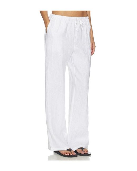 PERFECTWHITETEE White Lorana Linen Drawstring Pant