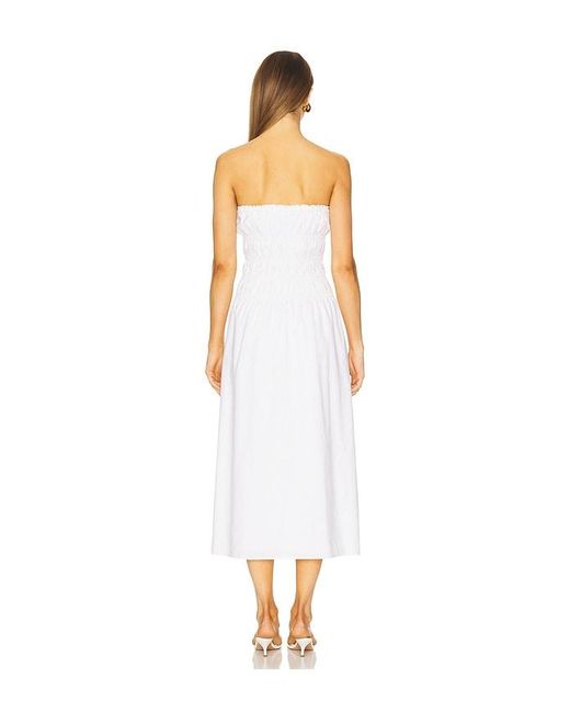 Onia White Air Linen Smocked Maxi Dress