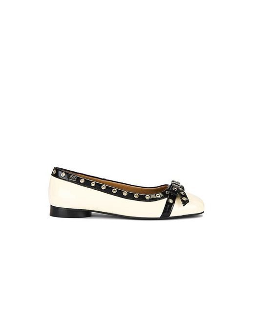 Ganni White Eyelets Bow Ballerina