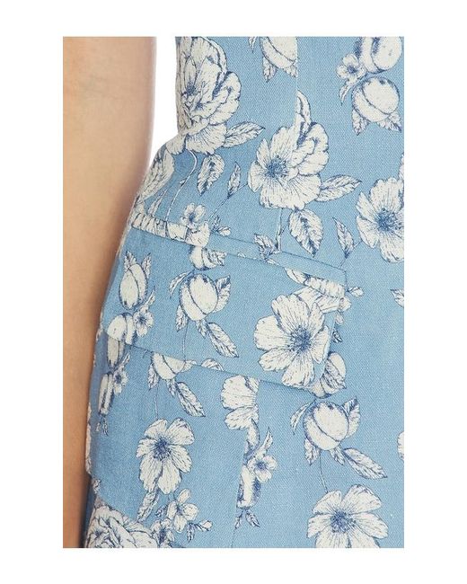 Generation Love Blue Quinn Floral Linen Bustier Top