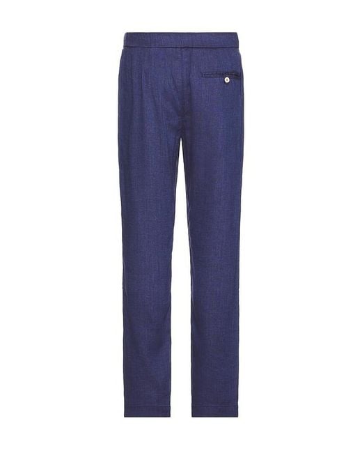Frescobol Carioca Blue Oscar Linen Chino Pant for men