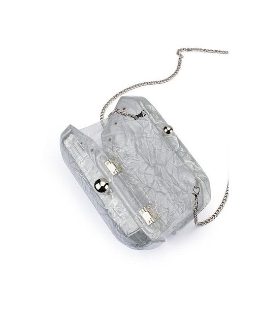 Olga Berg White Mateo Metallic Clutch