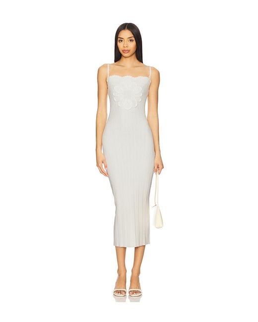 LPA White Amara Midi Knit Dress